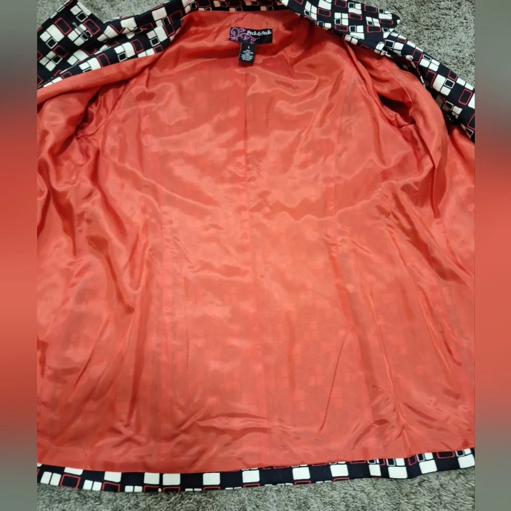 Peck & Peck Black and Red Geometric Jacket - L